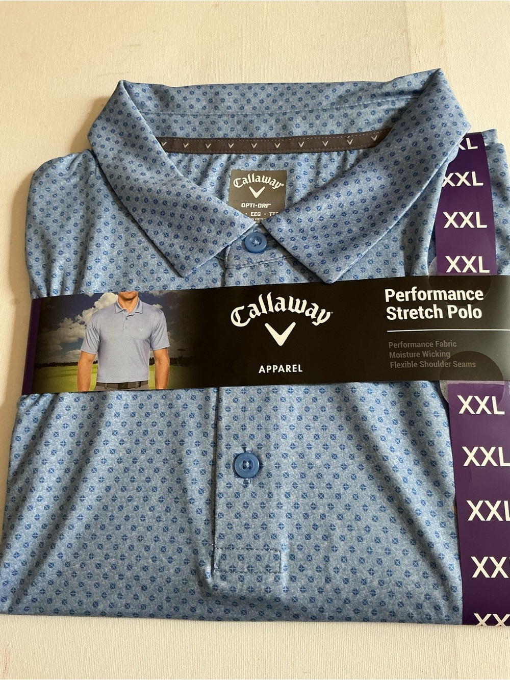 Callaway Light Blue Micro-Pattern Performance Polo - Picture 7 of 16